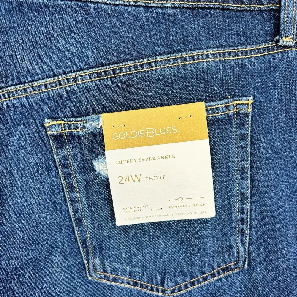 Maurices Goldie Blues Plus Size Cheeky Taper High Rise Ankle Jean Size 24W Short_7